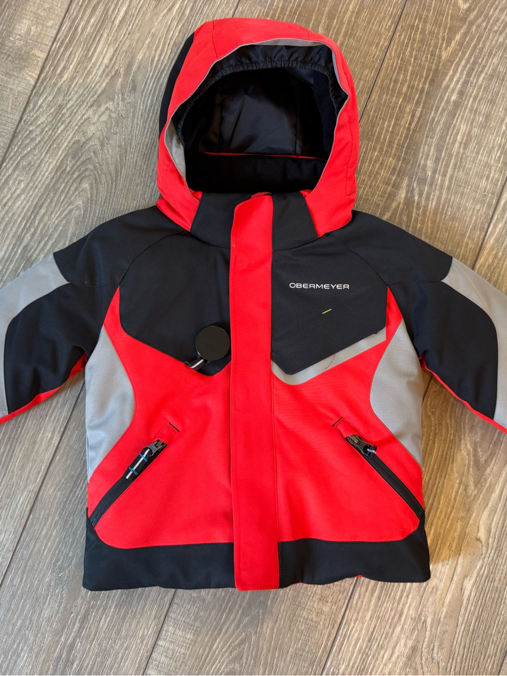 Obermeyer Black Jacket with Neon Yellow Tabs